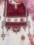 Pure cotton woven kurta with embroidered yoke and sleeve detailing