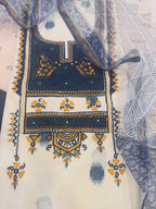 Pure cotton woven kurta with embroidered yoke and sleeve detailing