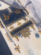 Pure cotton woven kurta with embroidered yoke and sleeve detailing