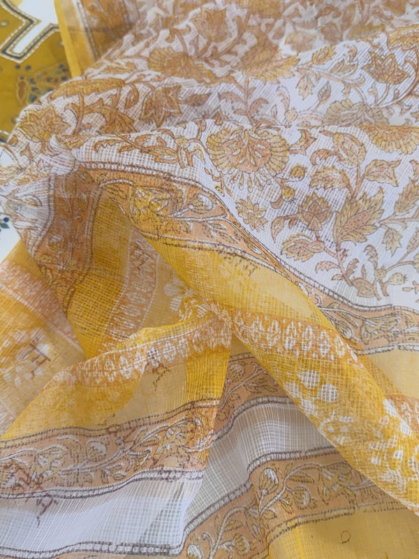 Pure cotton woven kurta with embroidered yoke and sleeve detailing