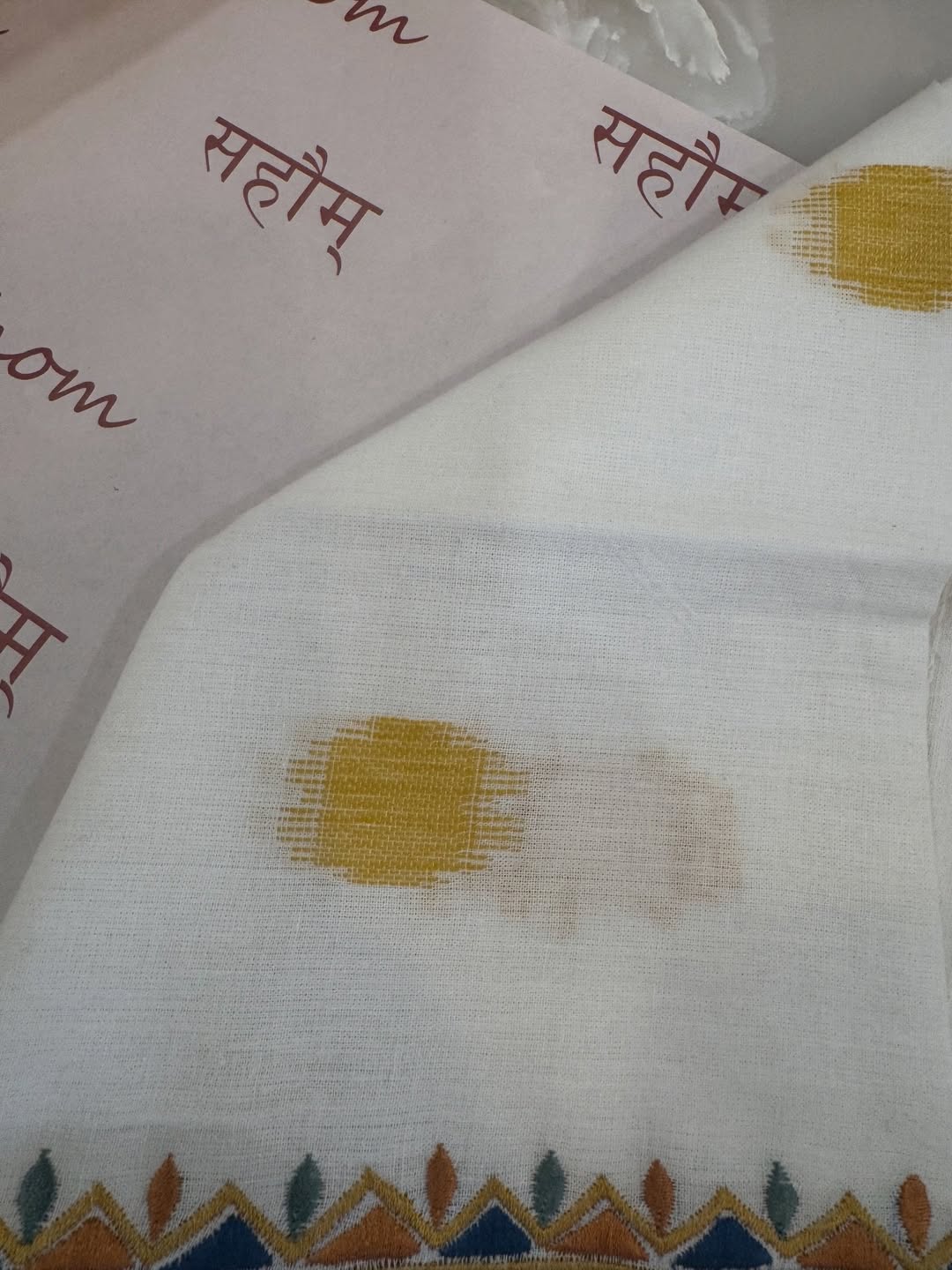 Pure cotton woven kurta with embroidered yoke and sleeve detailing