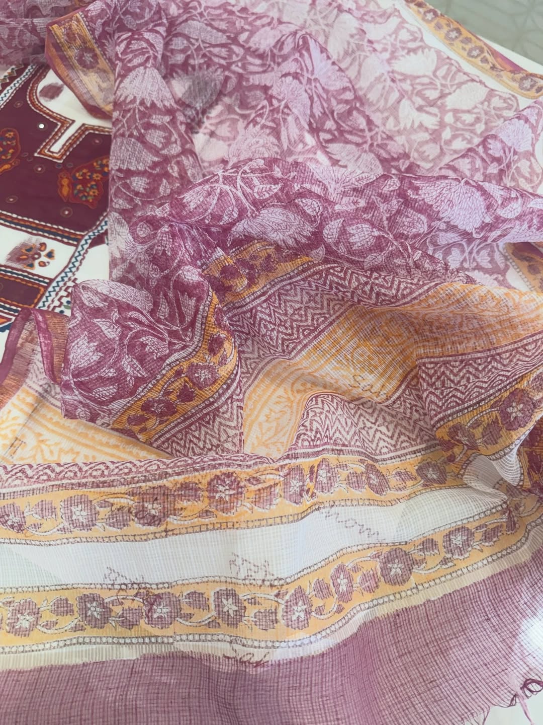 Pure cotton woven kurta with embroidered yoke and sleeve detailing