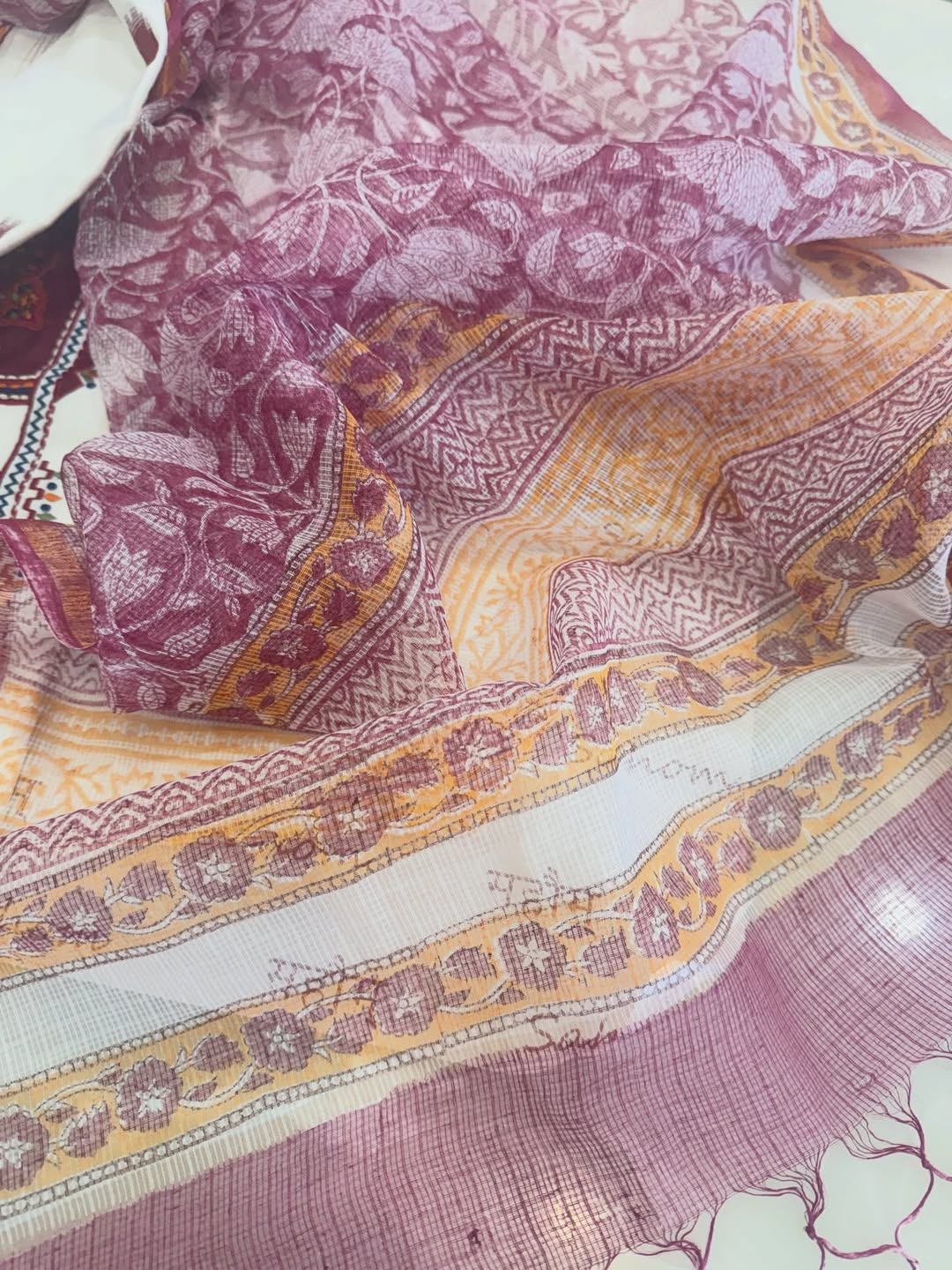 Pure cotton woven kurta with embroidered yoke and sleeve detailing