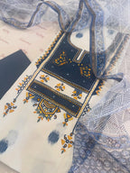Pure cotton woven kurta with embroidered yoke and sleeve detailing