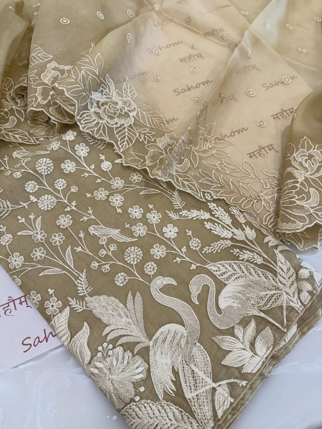 Pure Organza Silk Self-Embroidered Kurta Set
