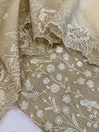 Pure Organza Silk Self-Embroidered Kurta Set