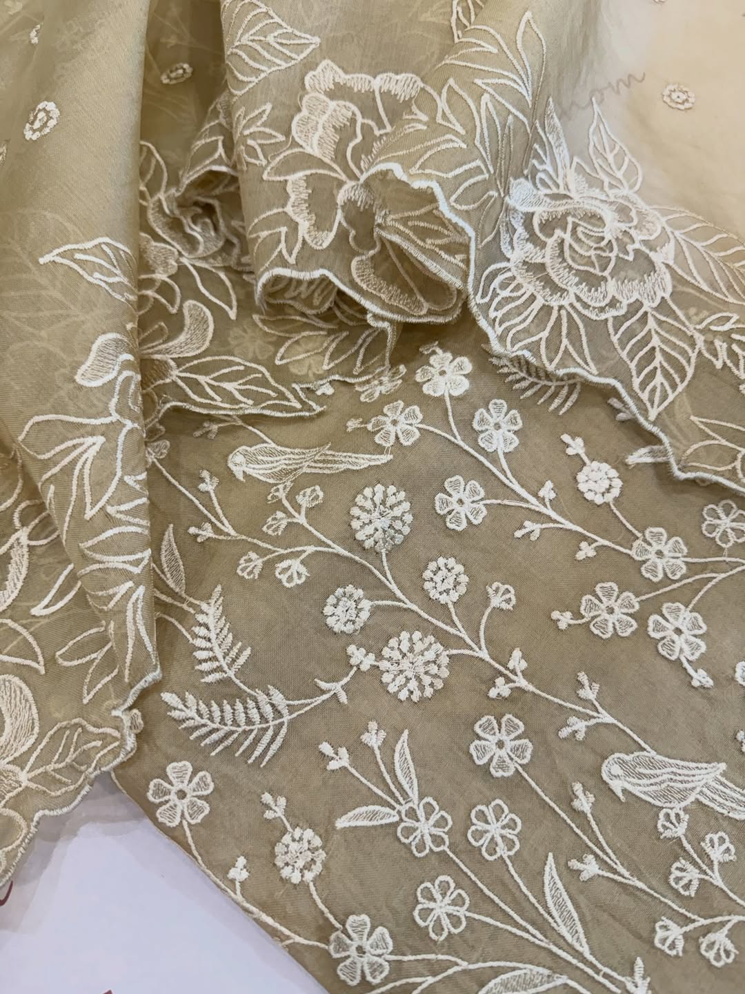 Pure Organza Silk Self-Embroidered Kurta Set