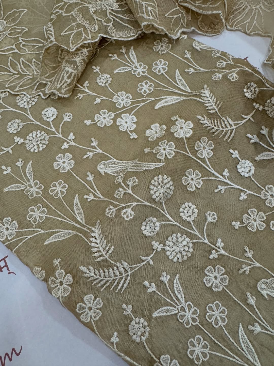 Pure Organza Silk Self-Embroidered Kurta Set