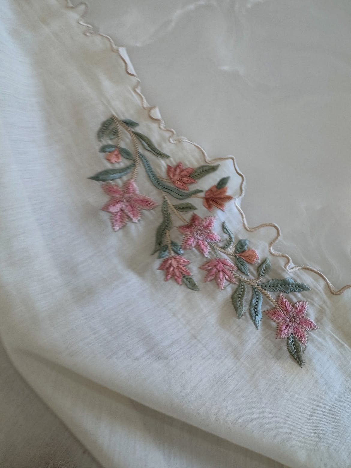 Pure Mul Chanderi Self-Embroidered Kurta Dupatta Set
