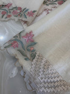 Pure Mul Chanderi Self-Embroidered Kurta Dupatta Set
