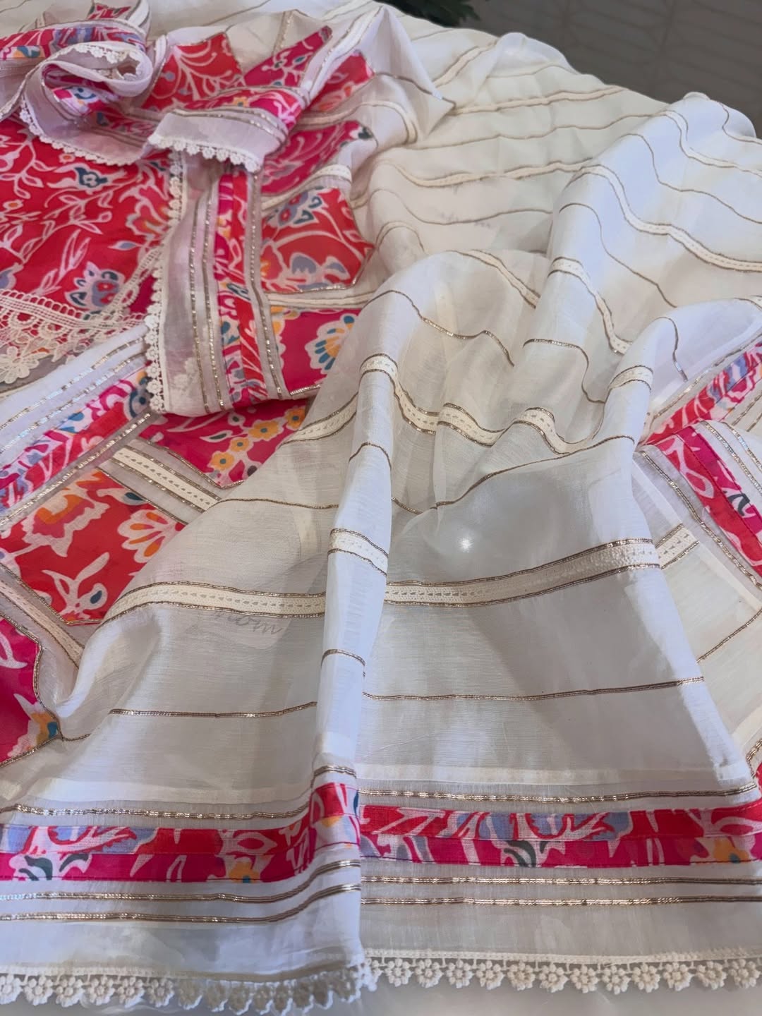 Designer Linen Kurta Set with Cotton Mul Dupatta
