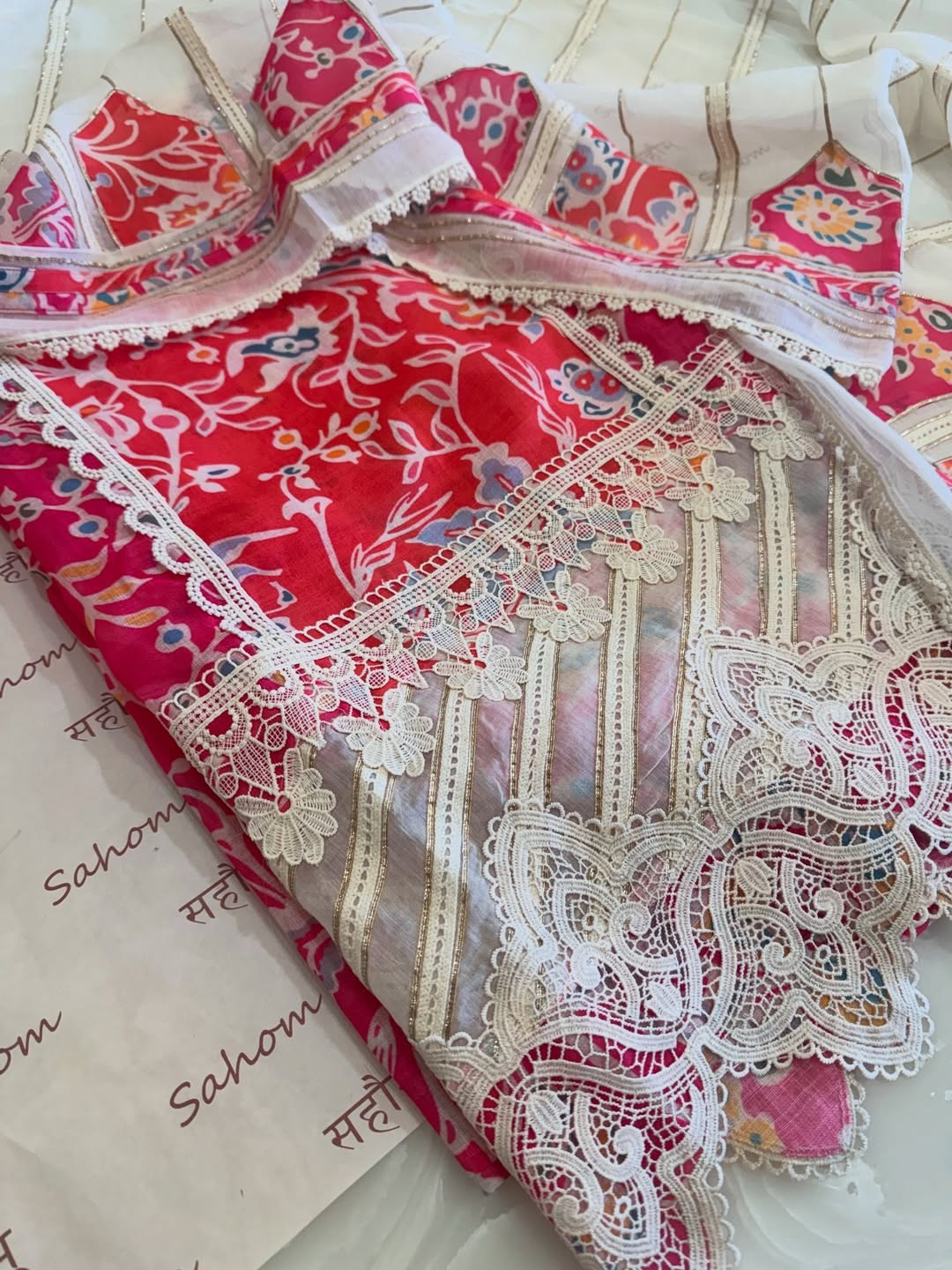 Desginer linen kurta and cotton mul dupatta combined with a plain lower.