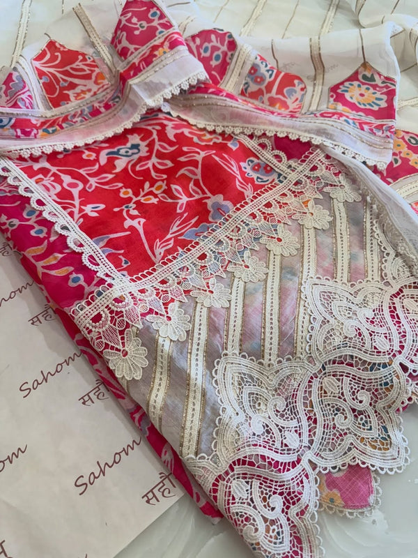 Desginer linen kurta and cotton mul dupatta combined with a plain lower.