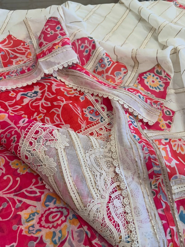 Desginer linen kurta and cotton mul dupatta combined with a plain lower.