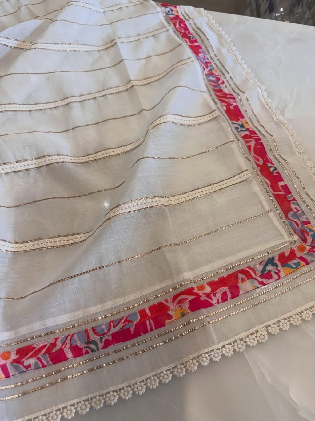 Designer Linen Kurta Set with Cotton Mul Dupatta