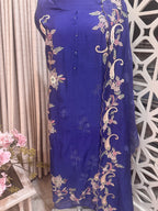 Pure Mul Chanderi Multicolour Embroidered Semi-Stitched Kurta Dupatta Set