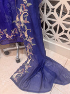 Pure Mul Chanderi Multicolour Embroidered Semi-Stitched Kurta Dupatta Set