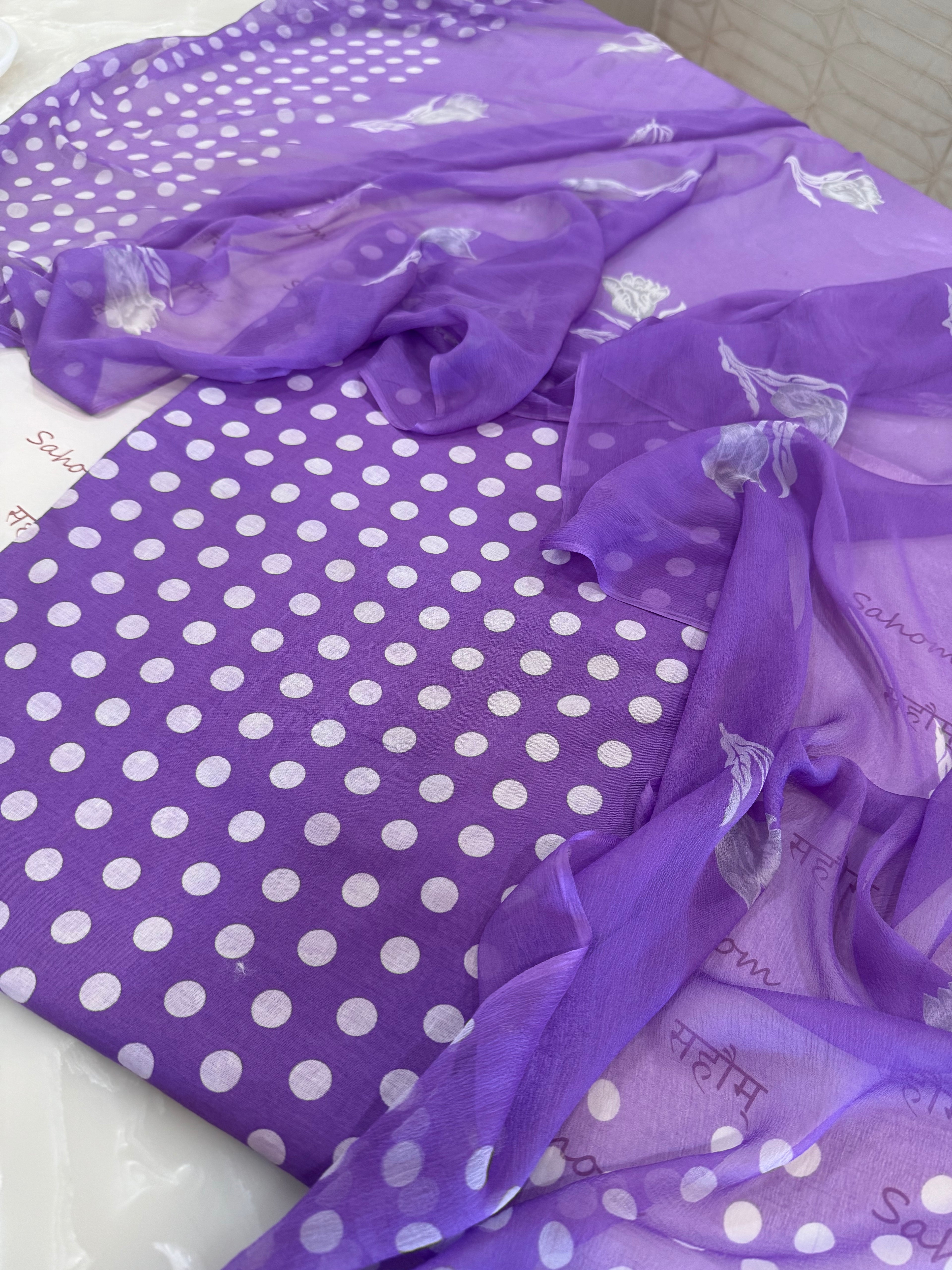 Polka Dots Pure Cotton Suit Set