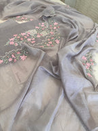 Pure Mul Cotton Chanderi Embroidered Suit Set
