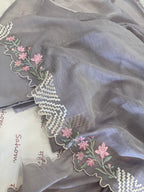 Pure Mul Cotton Chanderi Embroidered Suit Set