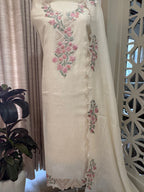 Pure Mul Cotton Chanderi Embroidered Suit Set