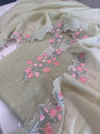 Pure Mul Cotton Chanderi Embroidered Suit Set