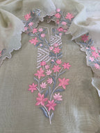 Pure Mul Cotton Chanderi Embroidered Suit Set