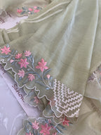 Pure Mul Cotton Chanderi Embroidered Suit Set
