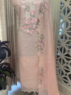 Pure Mul Cotton Chanderi Embroidered Suit Set