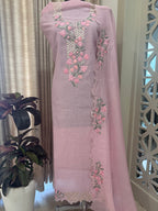 Pure Mul Cotton Chanderi Embroidered Suit Set