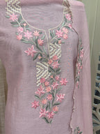 Pure Mul Cotton Chanderi Embroidered Suit Set