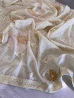 Pure Cotton Mul Chanderi Embroidered Suit Set