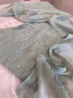Pure Cotton Mul Chanderi Embroidered Suit Set