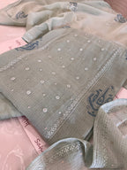 Pure Cotton Mul Chanderi Embroidered Suit Set