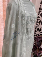 Pure Mul Chanderi Block Printed Ann Machine Lucknowi Chikankari Suit Set