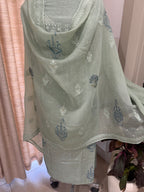 Pure Cotton Mul Chanderi Embroidered Suit Set