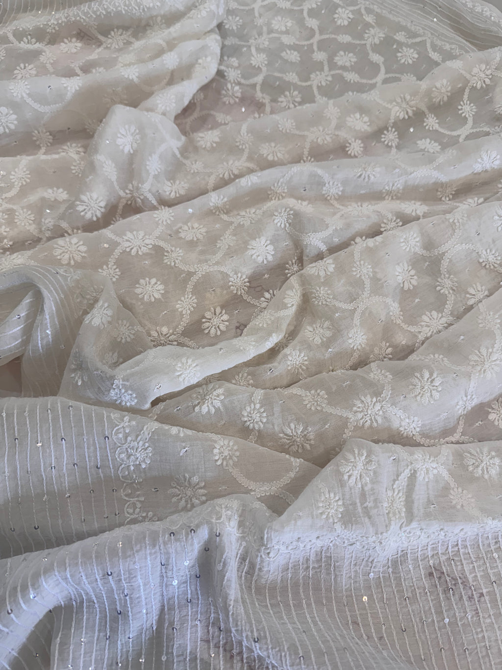 Pure Mul Chanderi Hand Lucknawi Chikankari Suit Set