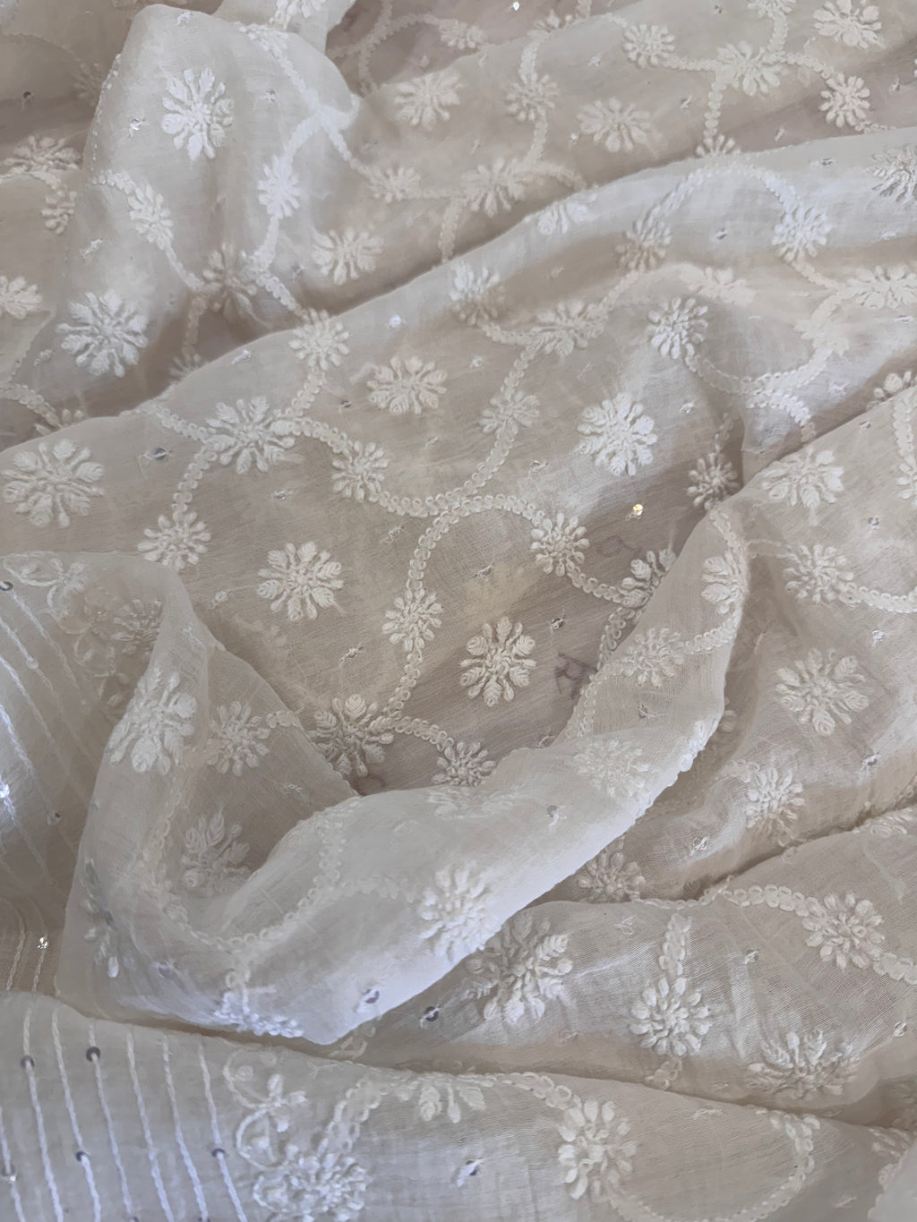 Pure Mul Chanderi Hand Lucknawi Chikankari Suit Set
