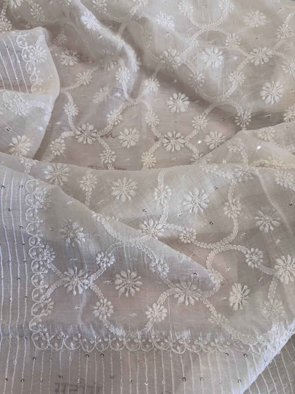 Pure Mul Chanderi Hand Lucknawi Chikankari Suit Set