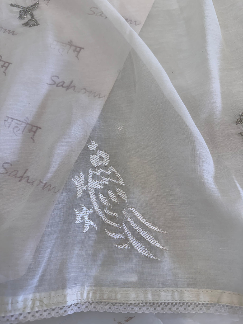Pure Mul Chanderi Bird Motif Appliqué & Ari Work Kurta Dupatta Set