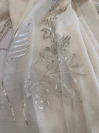 Pure Mul Chanderi Bird Motif Appliqué & Ari Work Kurta Dupatta Set