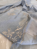Pure Mul Chanderi Bird Motif Appliqué & Ari Work Kurta Dupatta Set