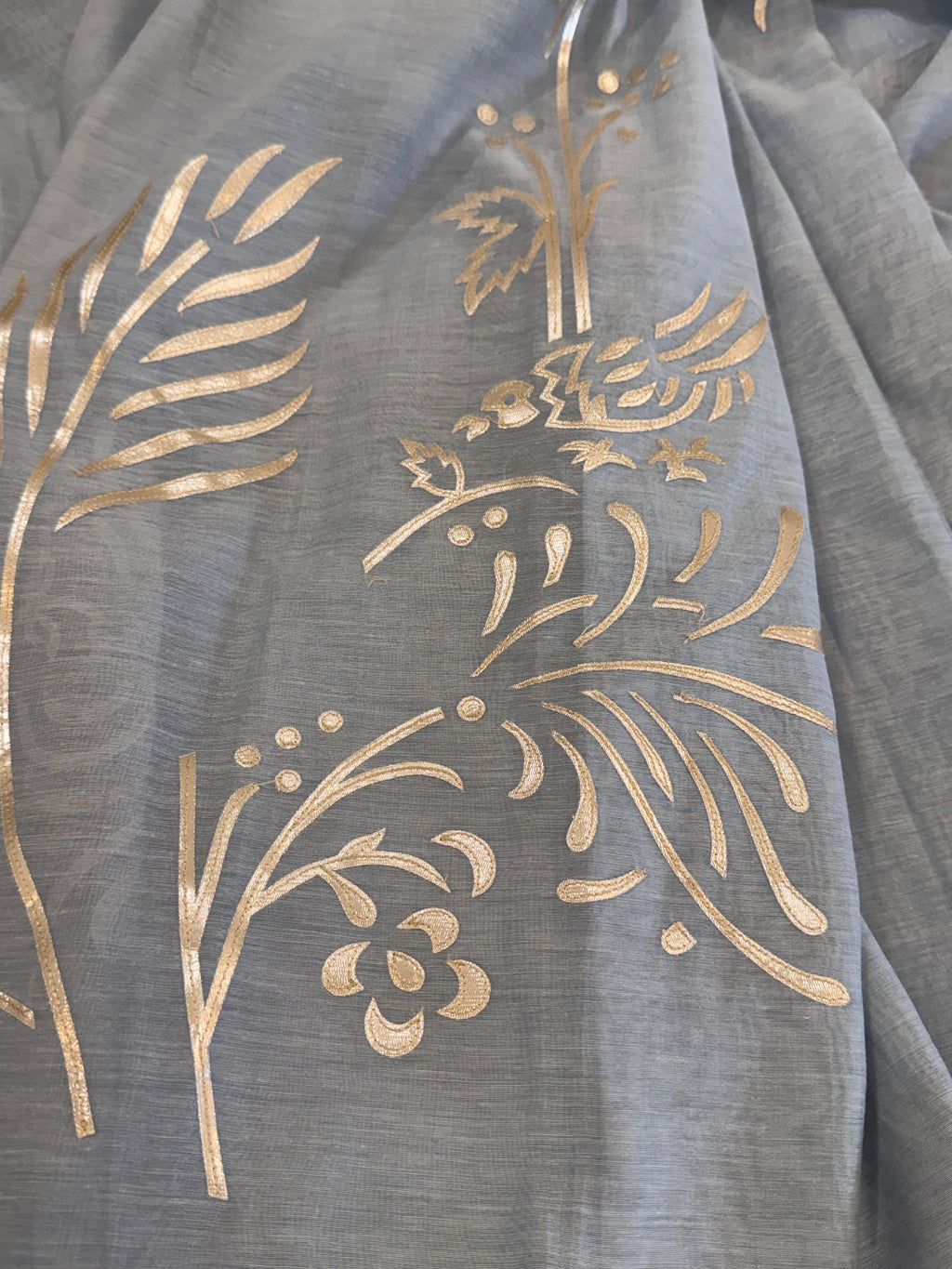 Pure Mul Chanderi Bird Motif Appliqué & Ari Work Kurta Dupatta Set