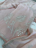 Pure Mul Chanderi Bird Motif Appliqué & Ari Work Kurta Dupatta Set