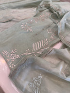 Pure Mul Chanderi Bird Motif Appliqué & Ari Work Kurta Dupatta Set