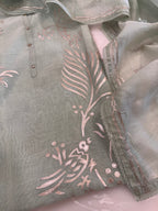 Pure Mul Chanderi Bird Motif Appliqué & Ari Work Kurta Dupatta Set