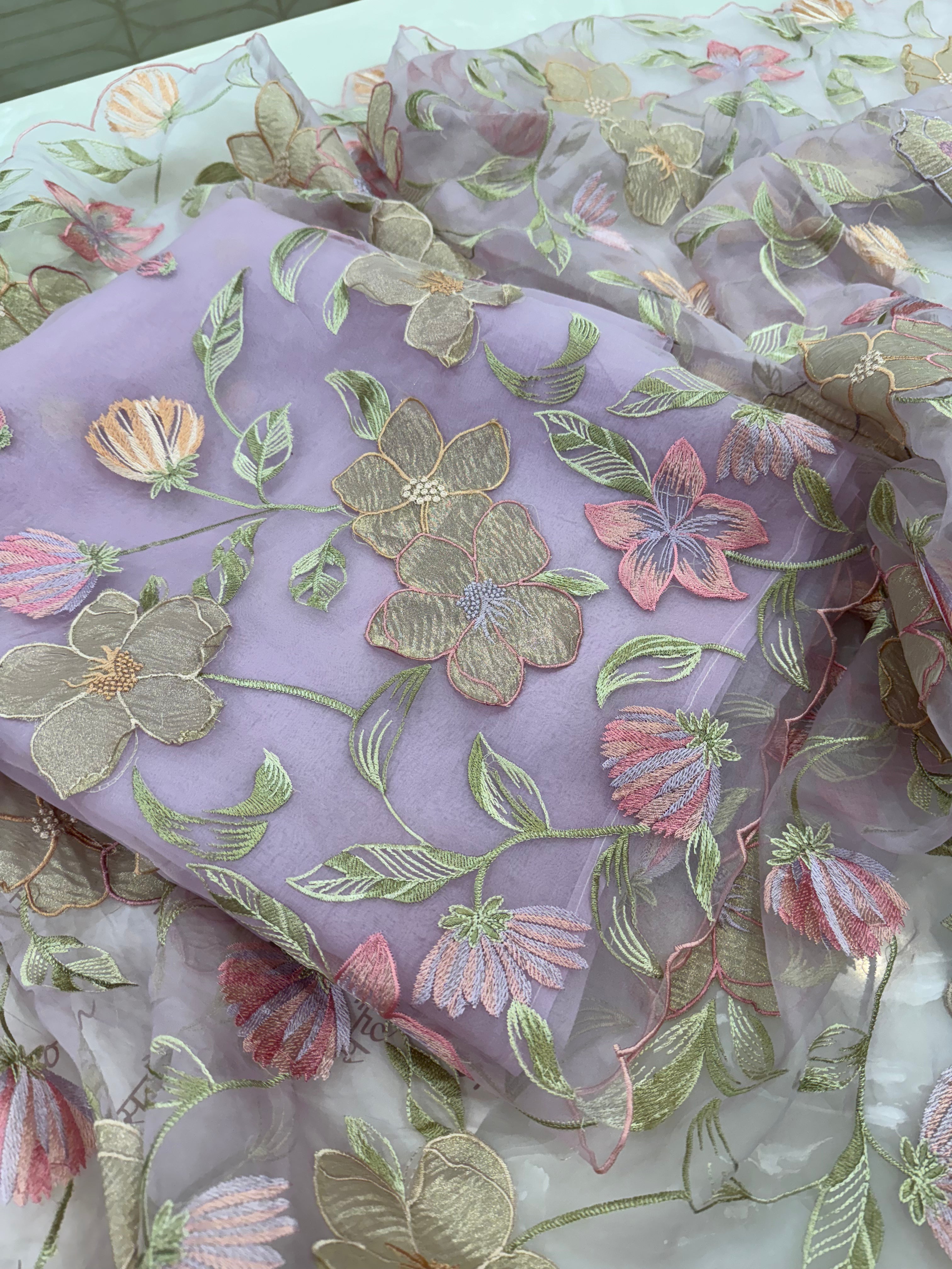 Pure Silk Organza 3D Appliqué Suit Set