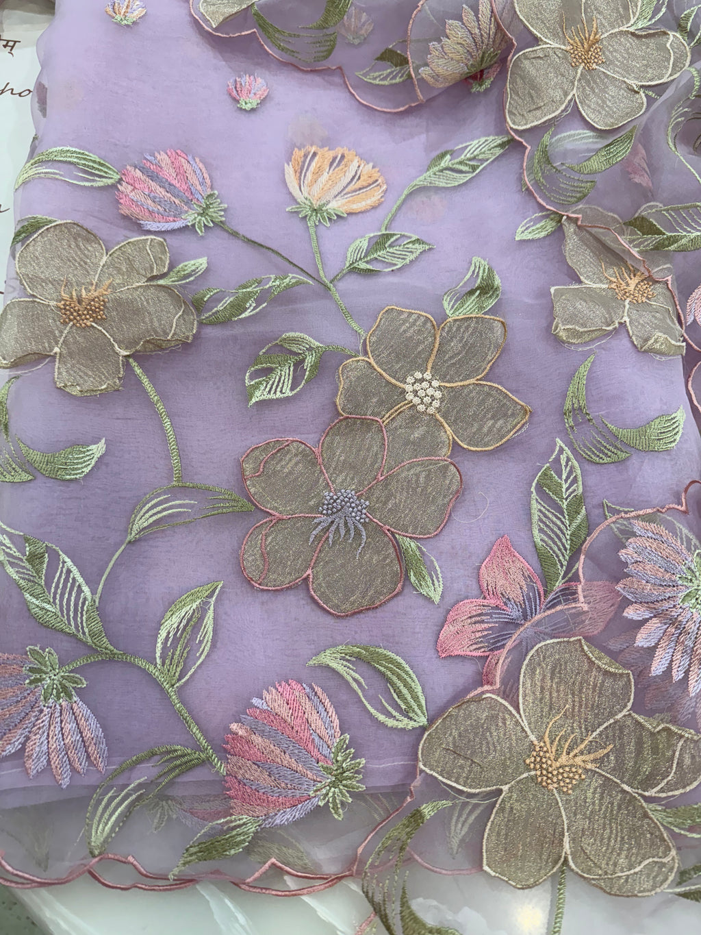 Pure Silk Organza 3D Appliqué Suit Set