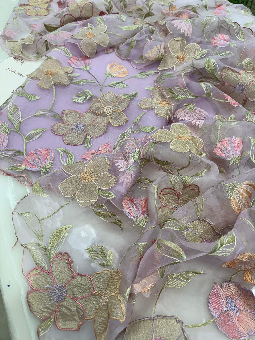 Pure Silk Organza 3D Appliqué Suit Set