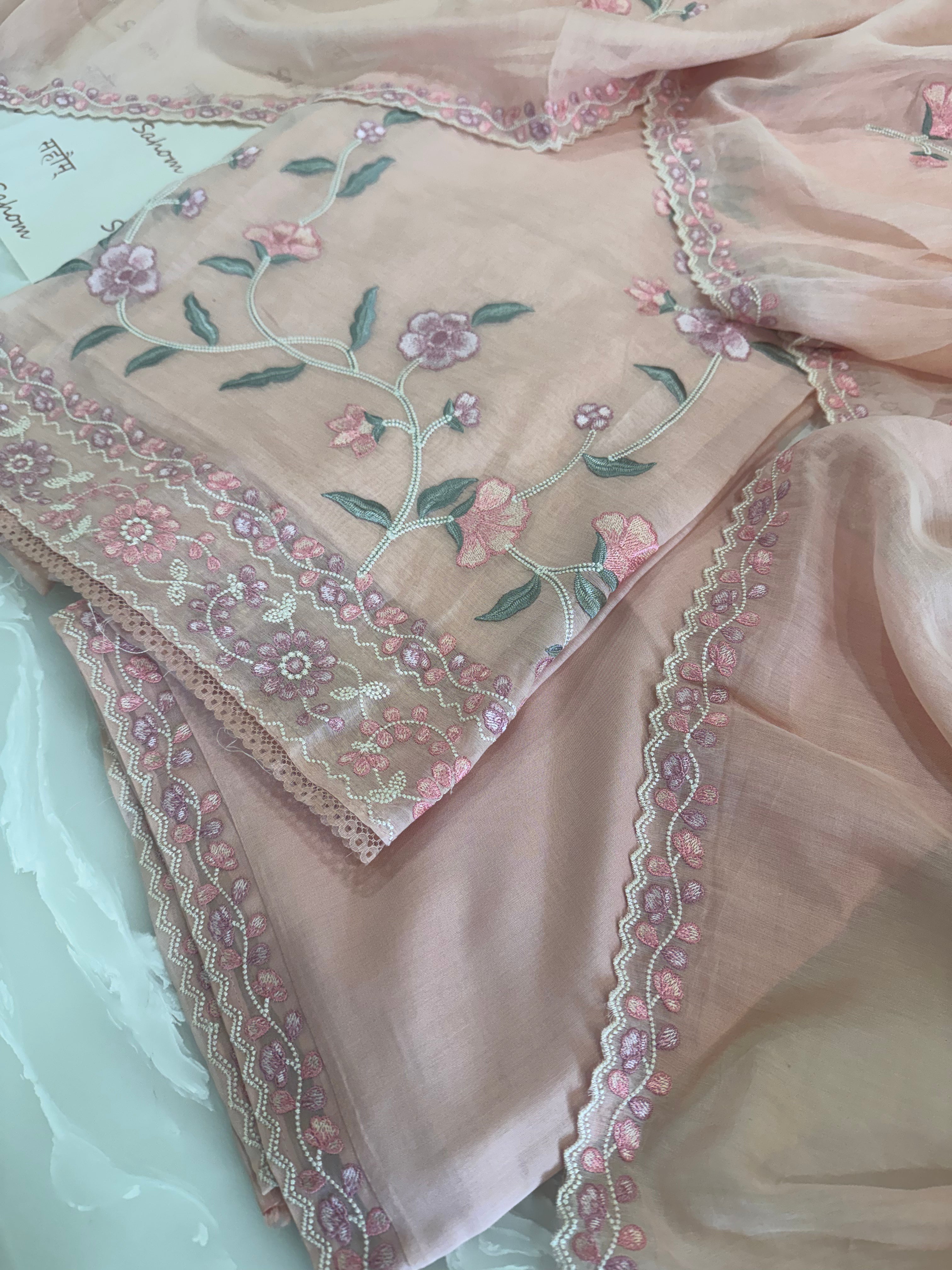 Pure Mul Chanderi Embroidered Kurta Dupatta Set